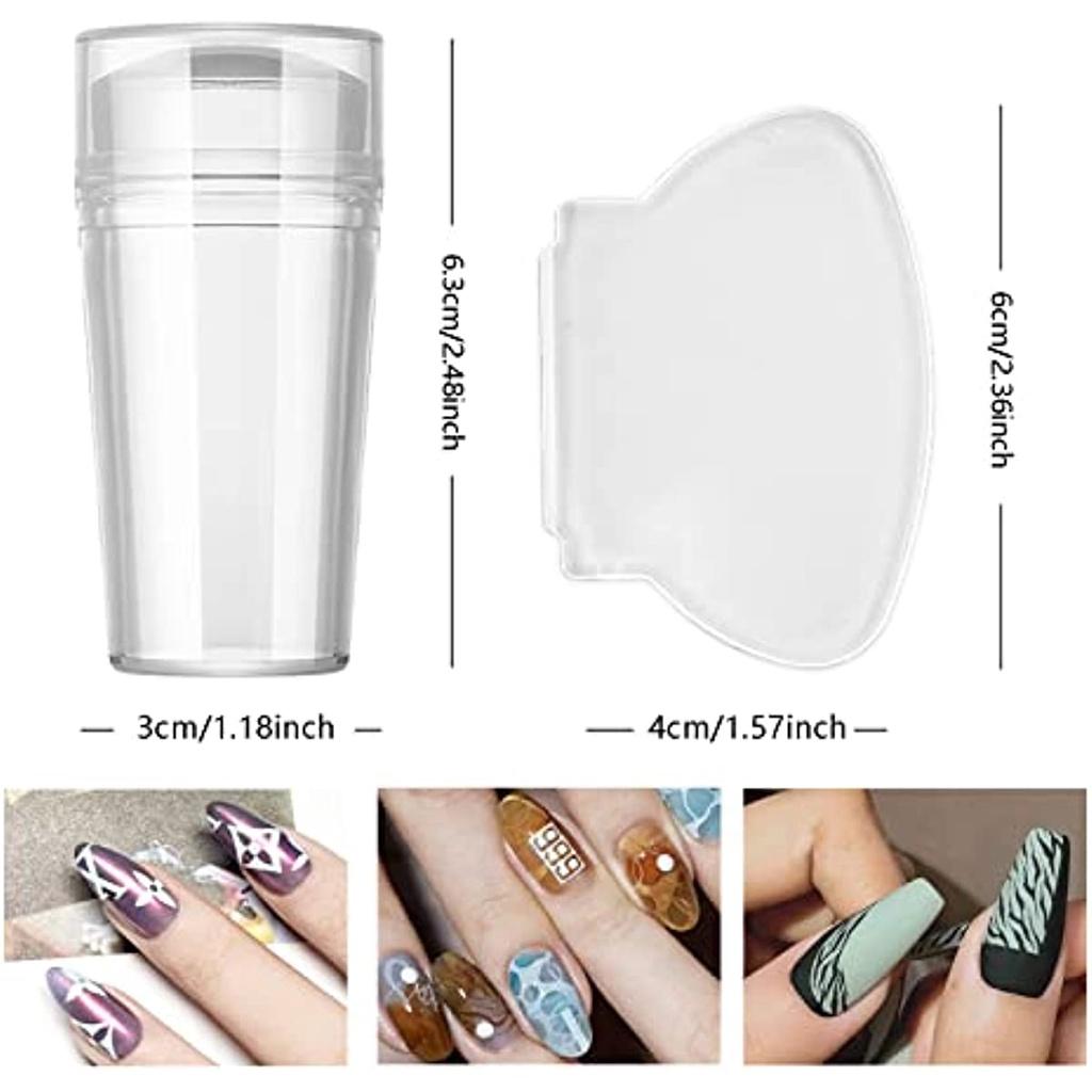 Штамповка для дизайна ногтей Инструменты для штампования ногтей Головка силиконового желе Стампер Французские подушечки для ногтей со скребком Стампон для дизайна ногтей Желе для дизайна ногтей Мягкий дизайн ногтей Sta