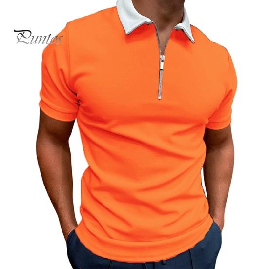 Мужская футболка с воротником-молнией, однотонная, с коротким рукавом и лацканами, повседневная, облегающая, летняя, для улицы, отпуска, работы, спорта