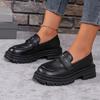 Simple Solid Color Women's Thick-soled Loafers Fashionable College Style Formal Wear Comfortable Slip-on Low-top Shoes