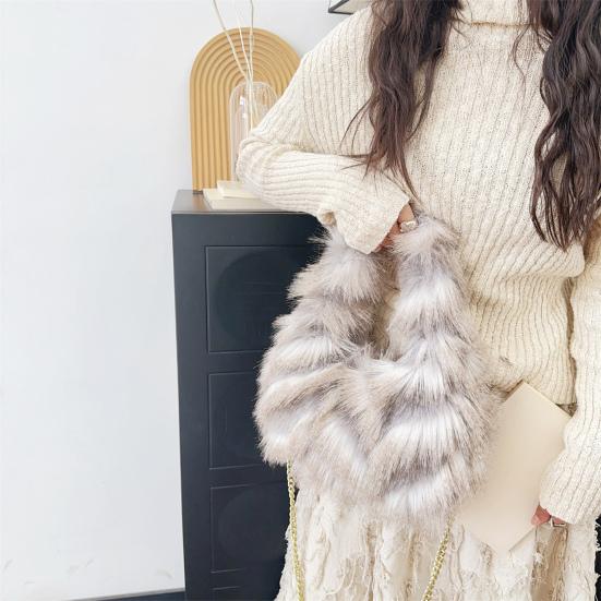 Пушистая сумка через плечо Женская сумка кроссбоди из искусственного меха Мохнатая пушистая сумочка с цепочкой на плечевом ремне для путешествий, работы, шопинга, свиданий