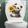 Мультяшная панда с подсолнухом Наклейка на сиденье унитаза Домашний декор Самоклеящаяся съемная наклейка