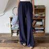 New Arrivals Open Run Women Rayon Solid Anorak Banding Wide Long Pants