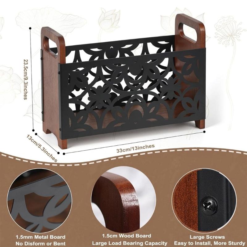 Multifunctional Floor Standing Storage Rack for Books Magazines Newspapers Wooden Organizer Elegant Home Decoration