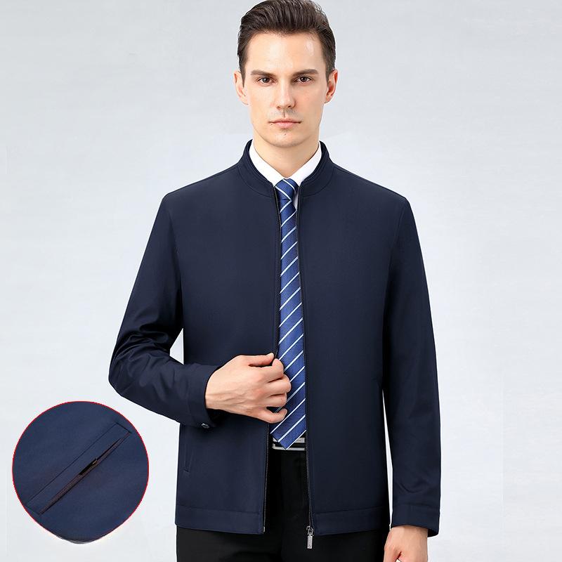 Jacket Men's Middle-aged Lapel Spring and Autumn Business Casual Middle-aged Dad Wear Administrative Civil Servant Jacket
