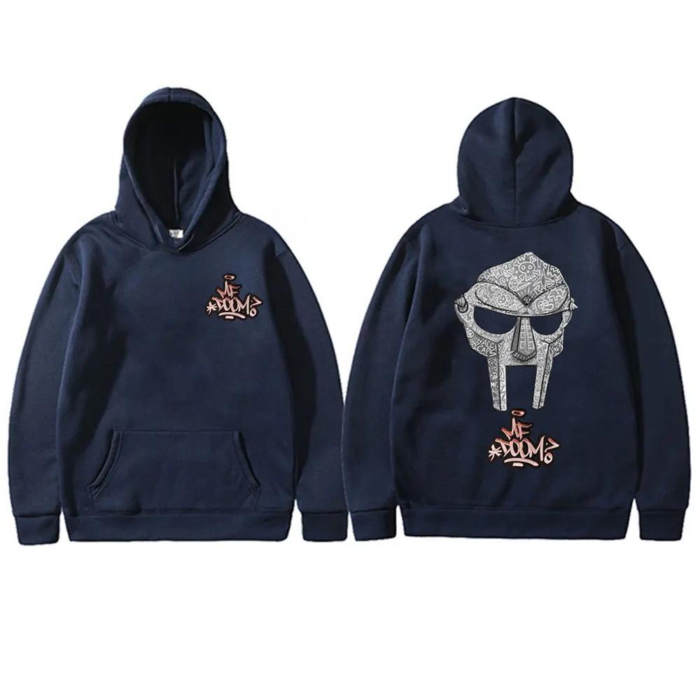 Rapper Mf Doom Madvillain Metal Mask Face Double Sided Print Hoodie Male Oversized Pullover Men's Rap Vintage Hoodies