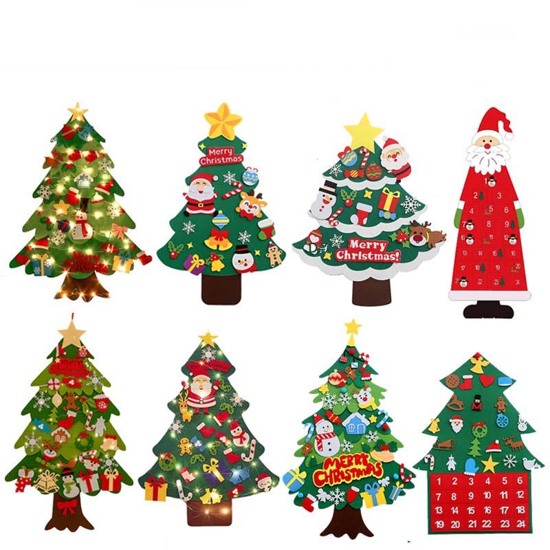DIY Felt Christmas Tree Christmas Decoration for Home Navidad New Year Christmas Ornaments Santa Claus Xmas Kids Gifts