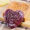 Wood Cookie Molds with Heart & Flower Patterns, 3D DIY Carved Embossed Cookie Cutter Moulds for Baking, Fondant Cake Biscuit
