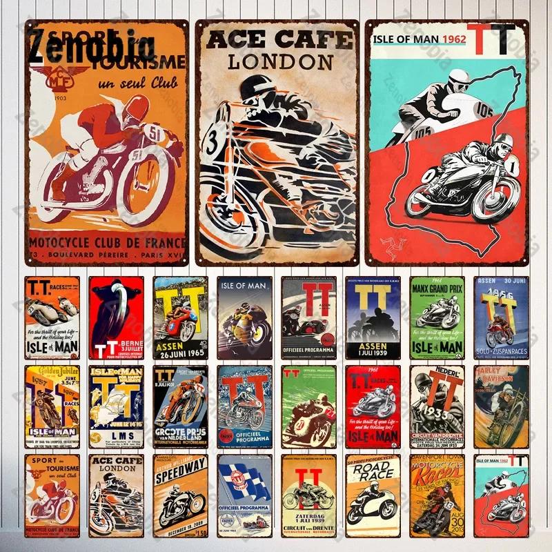 Motorcycles Metal Signs Tin Sign Ace Cafe London Road Race Wall Stickers Isle of Man TT Garage Bar Pub Home Wall Decoration