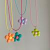 Cute Flower Necklace Colorful Pendant Necklace Romance Neck Jewelry Acrylic Material Gift for Girls and Youthful Women