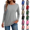 Women's Fashion Loose Round Neck Long Sleeve Solid Color T-shirt Top