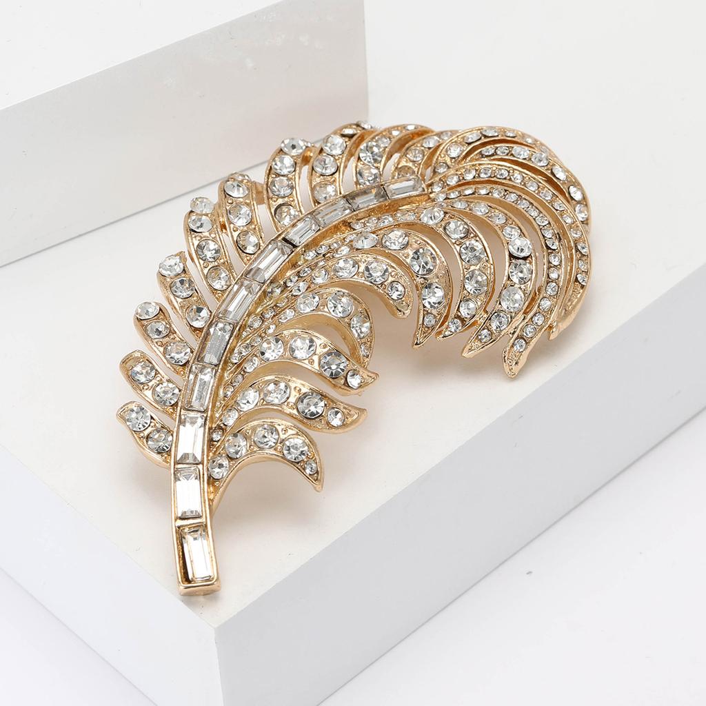 Тяжелая промышленность сплав горный хрусталь большая брошь в виде пера высокого класса модная женская одежда корсаж ювелирные изделия булавка