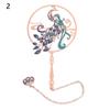 Chinese Style Koi Pendant Peacock Tassel Brass Bookmark Group Fan Shape Book Clip Pagination Mark