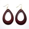 Dangle Earring 1Pair Round Water Drop Organic Beautiful Brown Hollow Exquesite Jewelry Gifts Wood 36 Colors Women Girls African  Handmade