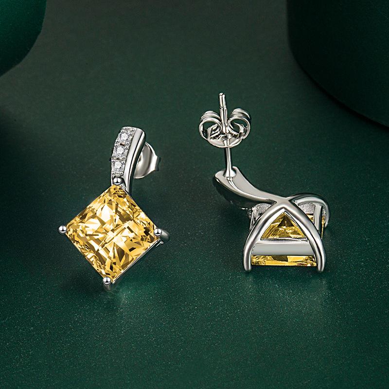 BELLA BOX Роскошные женские квадратные серьги-гвоздики с бриллиантами, подарок на свадьбу и помолвку