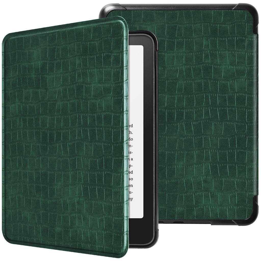 Чехол для Kindle Paperwhite 12-го поколения, 7 дюймов (Выпуск 2024 г.) - Стильный противоударный жесткий чехол из синтетической кожи под крокодила