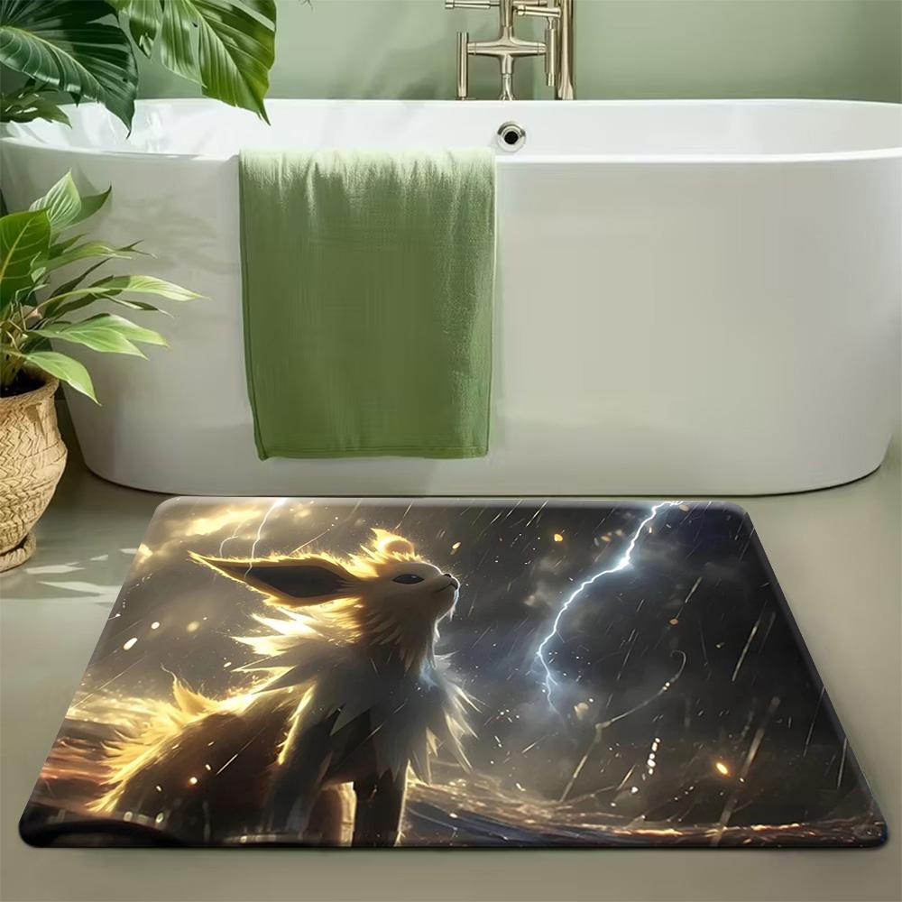 Colorful Art Style Mew Pokemon Printed Soft Non-slip Absorbent Floor Mat Rug For Bathroom Bedroom Indoor Entrance Home Decor