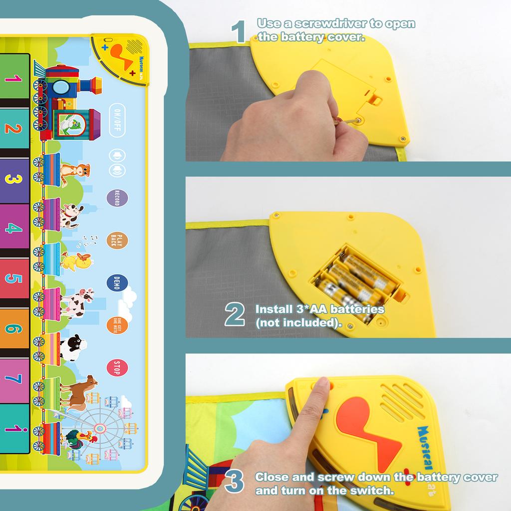 100x38см Детский коврик-пианино с животными и музыкой, напольная клавиатура для малышей, танцевальный коврик, 13 клавиш, детские музыкальные игрушки, развивающие игрушки для детей, подарки