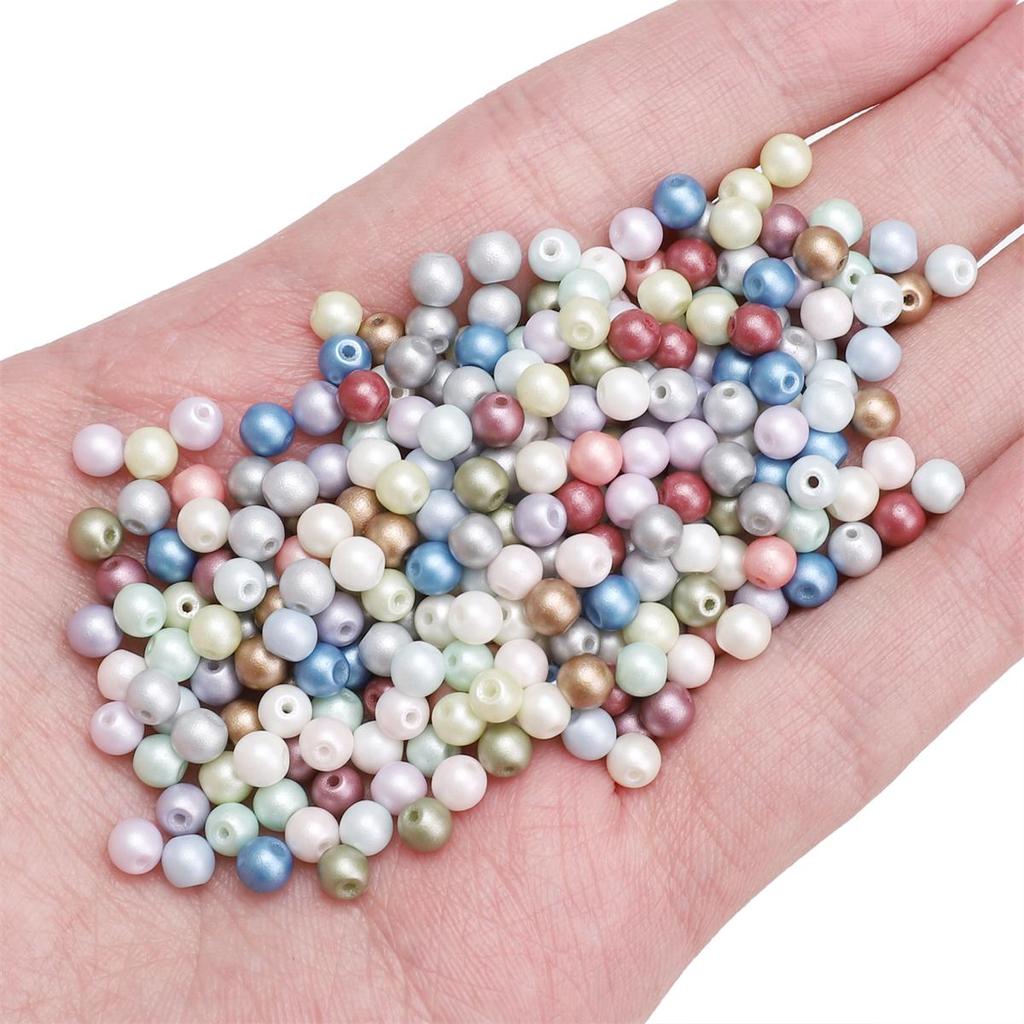 Разноцветные чешские стеклянные бусины для изготовления украшений - 100 круглых шт.