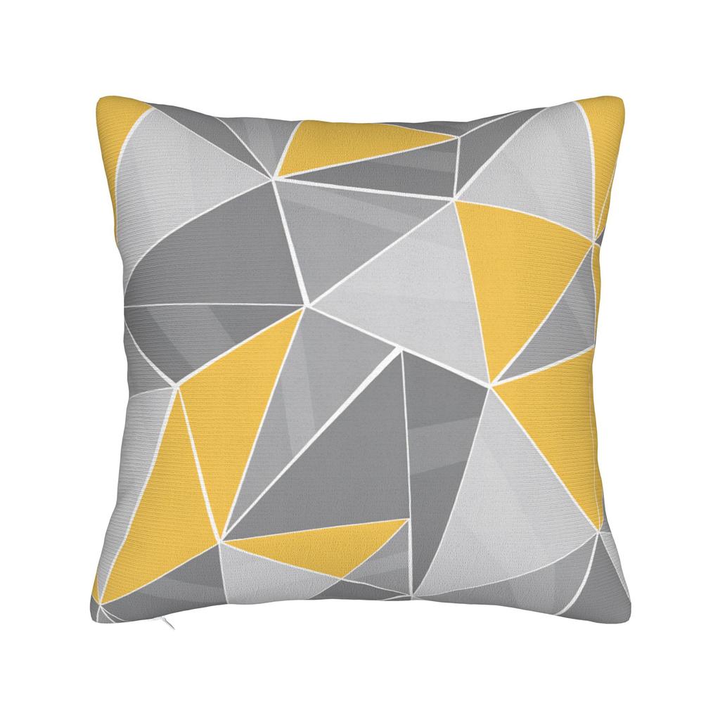 Yellow Grey Geometric Pillowcases  Kawaii Pillow Case For Living Room Bed Chair Comfy Pillow Cover