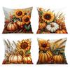Home Decor Sunflowers & Pumpkins Fall Season Pillow Cover Pattern Cushion Cover Suitable for Sofa Bedroom Car Pillow Cover