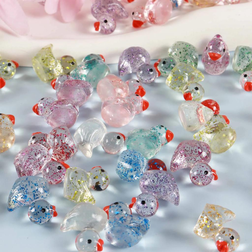 10Pcs Home Decor Luminous Mini Fine Sparkling Ducks Moss Microlandscape Miniature Duck Figurines Fairy Garden Accessories