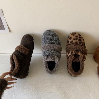 2025 новые шерстяные на толстой подошве с ремешком и пряжкой, внутренний танкетный каблук, бархатные, теплые, зимние женские туфли