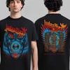 Лучшая унисекс футболка Judas Priest Shield of Pain Tour 2025 с крылатым демоном, двусторонняя, высококачественная, роскошная, для мужчин и женщин, топ