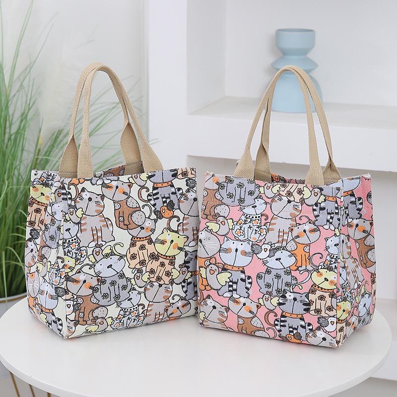 Canvas Tote Cartoon Picnic Cute Outdoor Lunch Bag For Work Or Mommy Use