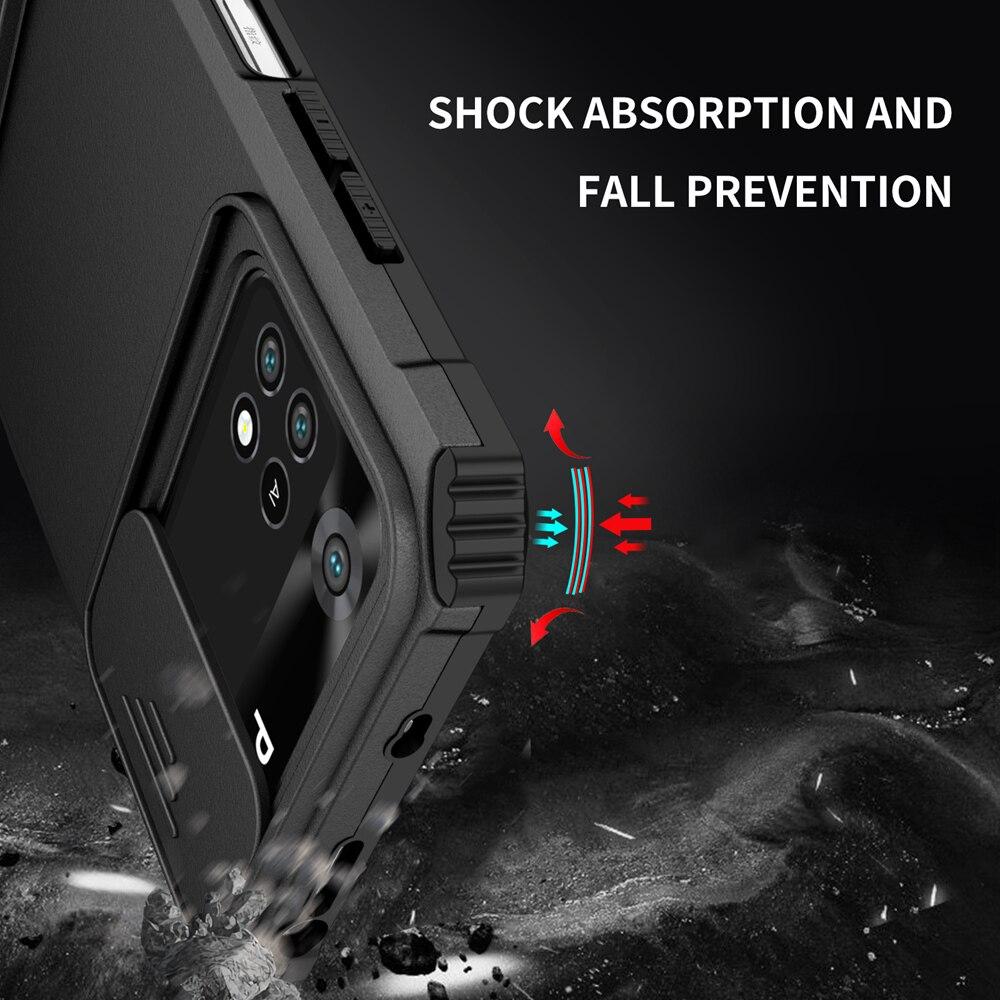 Case Xiaomi Shockproof For Keysion Poco X4 Pro 5g X3 Nfc Push Pull Camera Protection Live Stand Phone Cover For Poco M3 M4 Pro