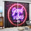 2pcs Good Vibes Only Printed Curtain for Home Decor - Rod Pocket Window Treatment for Bedroom, Office, Kitchen and Living Room