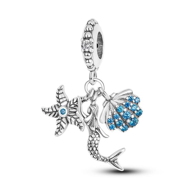 925 Sterling Silver Charms Beads Animal Hugging Pendant Dangle Fit Necklace Bracelet Gift Women Party