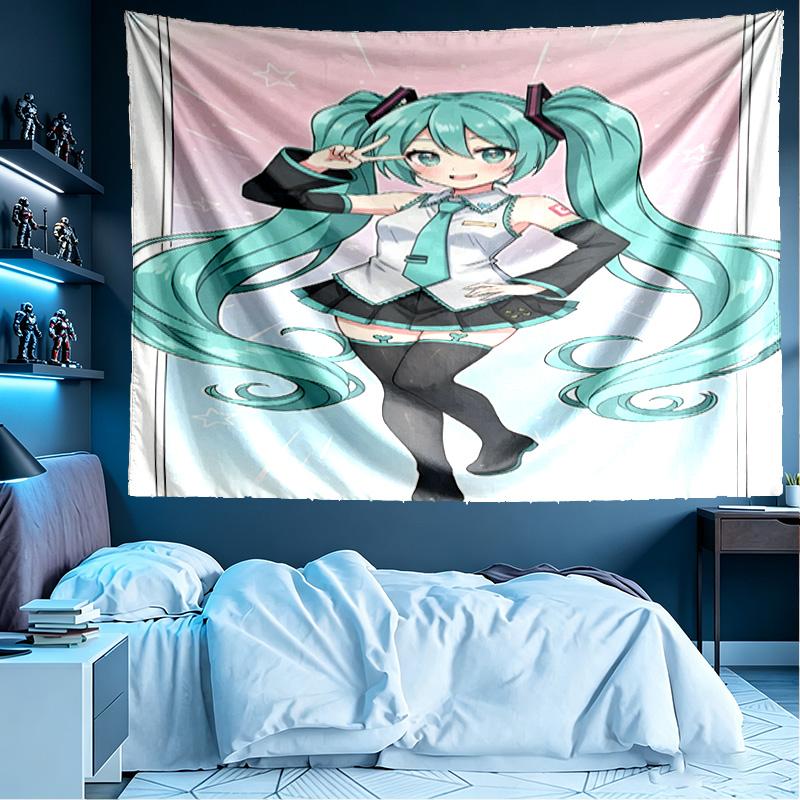 Hatsune Miku Print Tapestry, Lightweight Wall Hanging, for Bedroom, Dorm, Living Room, Home Art Decor, Birthday Christmas Gift