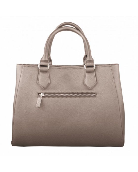 Sac à main - Christian Lacroix - Taupe - Saffiano - Clous en métal - 32x27x14 cm