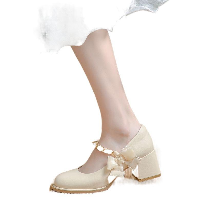 Туфли женские на высоком каблуке, стиль «Сказка», толстый каблук, маленькие кожаные туфли с юбкой, женская обувь Мэри Джейн