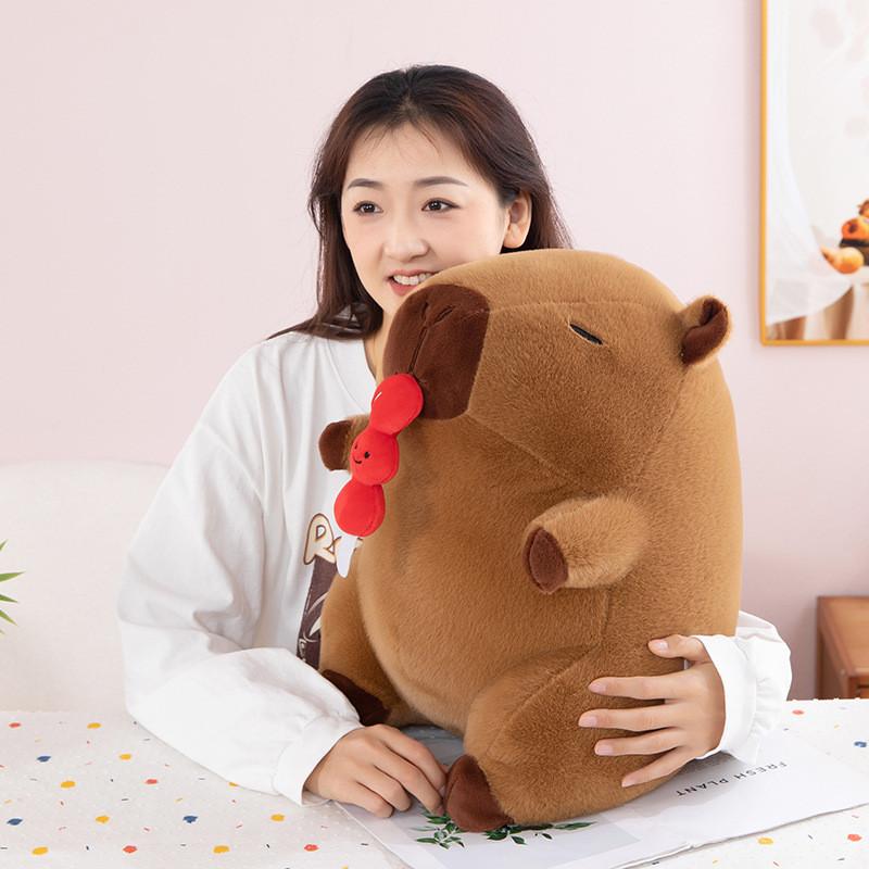 Stretchable Sugared Capybara Gourd Plush Toy Cute Fabric Doll Animal Birthday