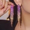 Gorgeous Colourful Gradient Colour Long Tassel Earrings Party Stage Performance Earrings Female Earrings 1 Pair