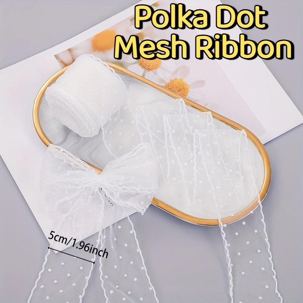DIY Polka Dot Mesh Ribbon Retro Lace Fabric Ribbon  for Bouquets Gift Wrapping Sewing