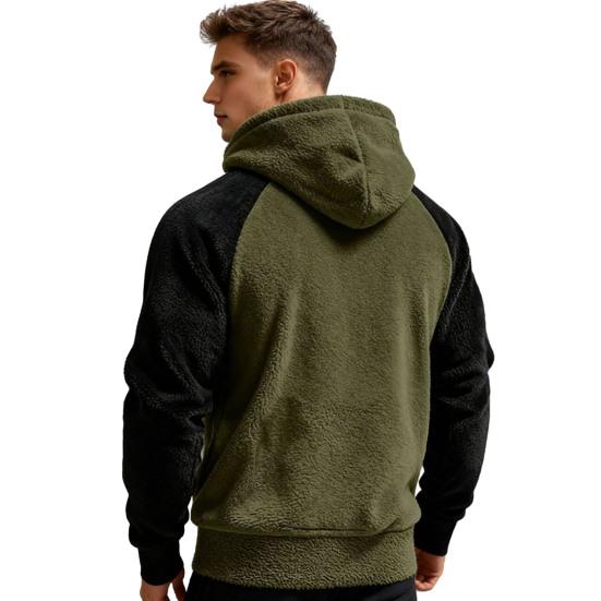 Men Fluffy Hoodie Fuzzy Loose Pullover Hoodie Casual Warm Hooded Fleece Sweatshirt with Pocket Drawstring for Autumn Winter Street Wear