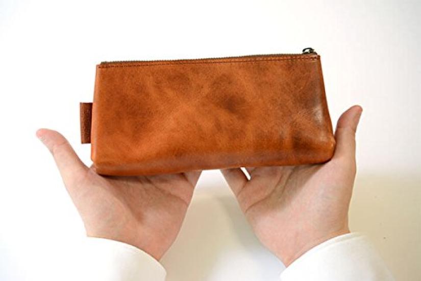 Endmark Натуральная кожа Карандаш Большой Простой Сделано в Темно-синий Чехол, Вместимость, Дизайн, Мужской, Япония,