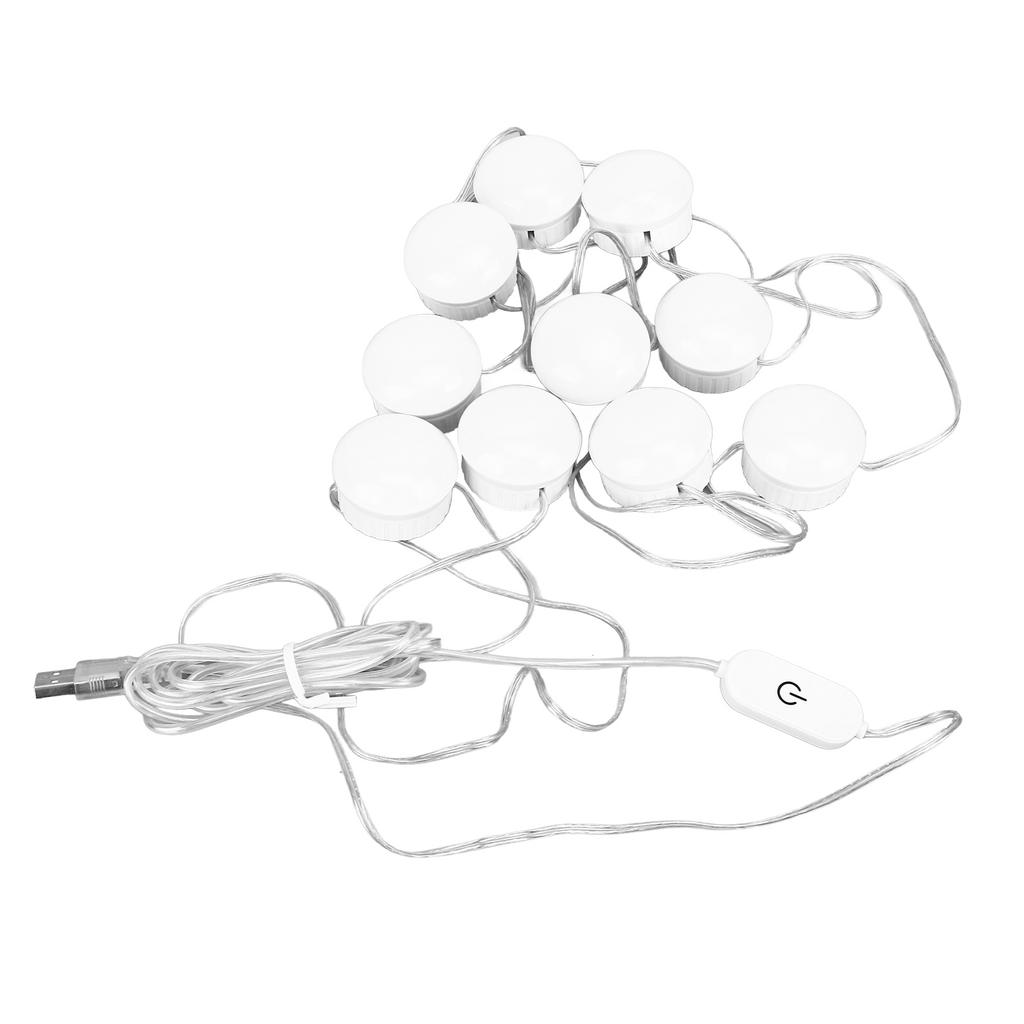 LED Mirror Light 5 Level Brightness Adjustment Touch Switch 10 Bulbs White Light Mirror Lamp with