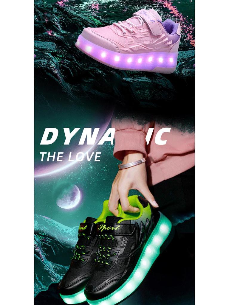 Детские велотуфли для девочек с мигающими огнями и функцией выдвижной зарядки.