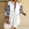 Women's Fashion Spring Fall Print Short Sleeve V-Neck Middle Waistline Casual Dresses