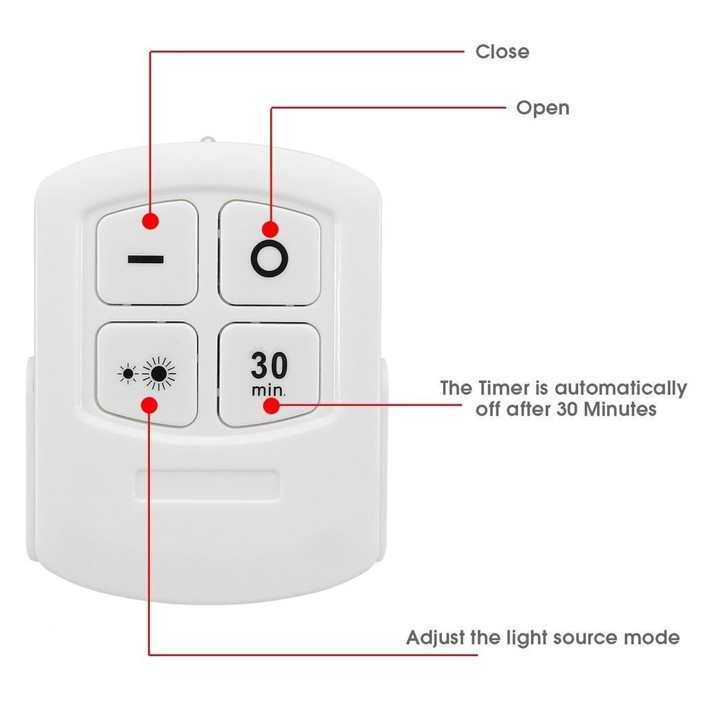 3PCS 3W COB Night Light Lamp with Remote Control For Bedroom Hallways Closet Under Cabinet Door Entryway