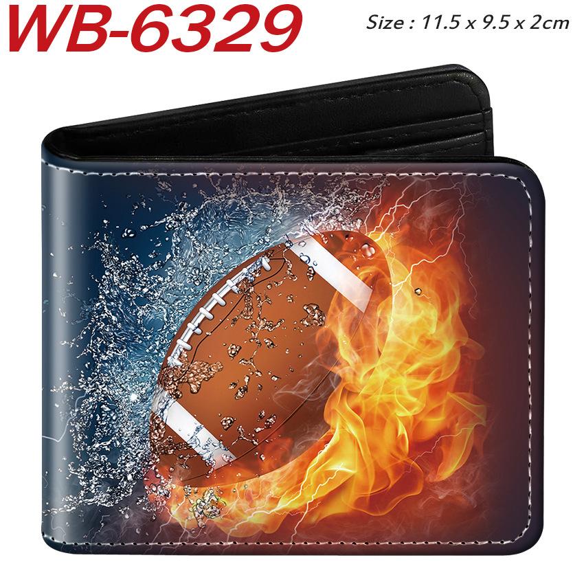 Sports Ball Bifold Wallet Football Basketball Rugby Pattern Student Coin Purse Card Holder Leather Short 1pcs