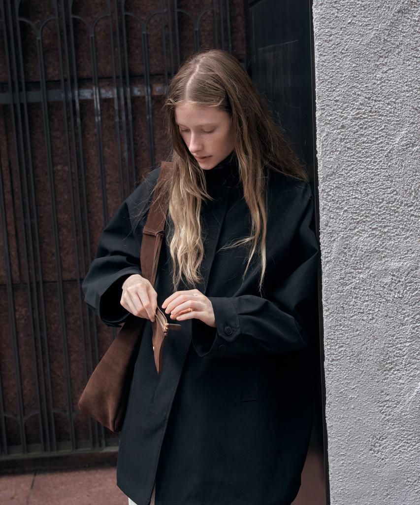 Siyazu Siot4152 High-Neck Half Trench Coat_Charcoal