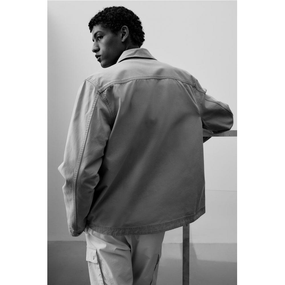 HM Regular Fit Canvas oversHirt pistacHio Green