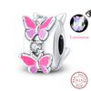 Springtime Copper Sparkling Zircon Colorful Butterfly Charms Beads Fit Pendants Bracelets Diy Birthday Jewelry Gift