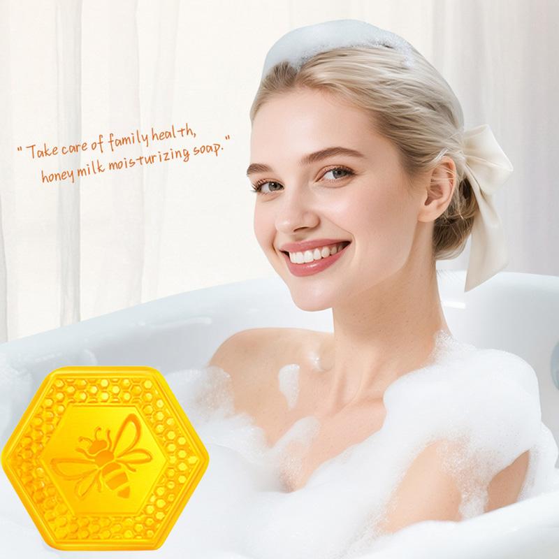 2pc Honey & Milk Moisturizing Cleansing Bar 80g with Net - Gentle for Face & Body, Rich Lather, Cleans Without Over-Drying