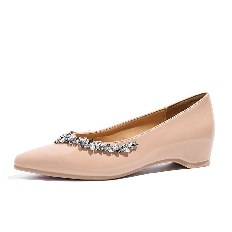 Найди второй волосок! Французский вечерний ветер усилил стразы острый носок плоская подошва Мэри Джейн одинарные туфли с мелким вырезом туфли для通勤 женщины
