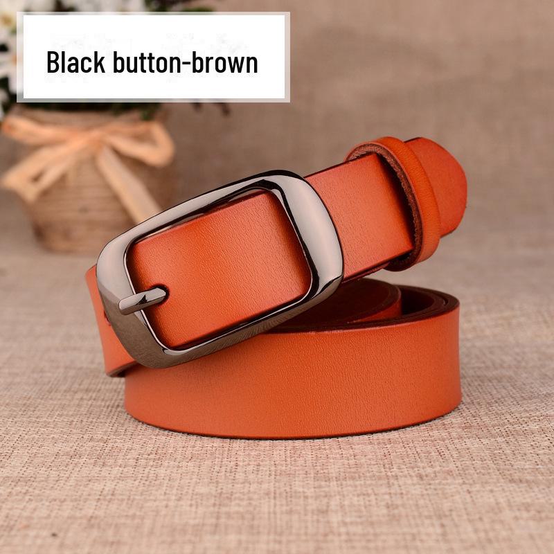 Women's Genuine Leather Korean Style Belt with Pin Buckle - Fashionable Cowhide Accessory